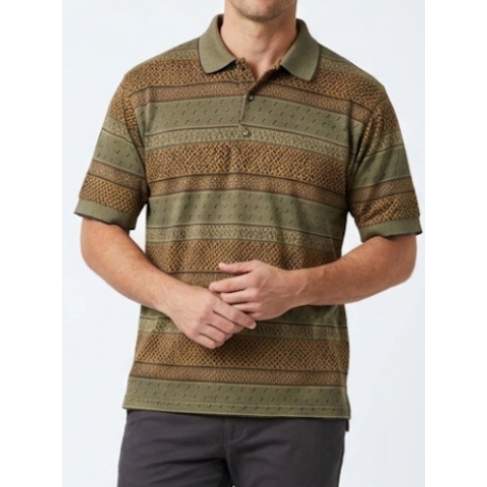 Robert Barakett Polo Shirt Men's Large Short Sleeve Button Up Sports Golf